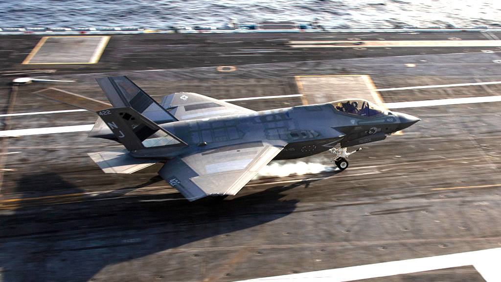 F-35C Sporting A Mirror-Like Coating Spotted On USS Abraham Lincoln