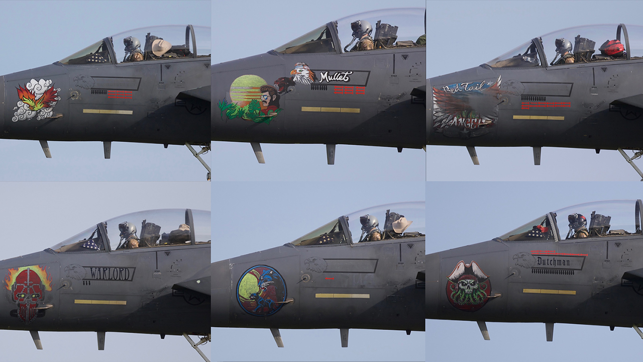 Final Six F-15Es Return From Jordan With Nose Arts And Drone Kill Markings