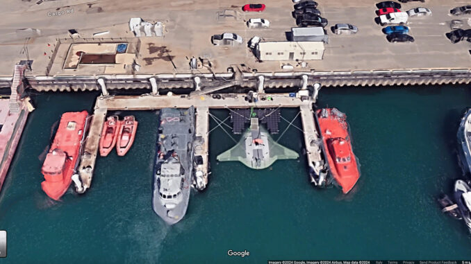 Satellite Images Expose Massive Manta Ray Underwater Drone Docked At U