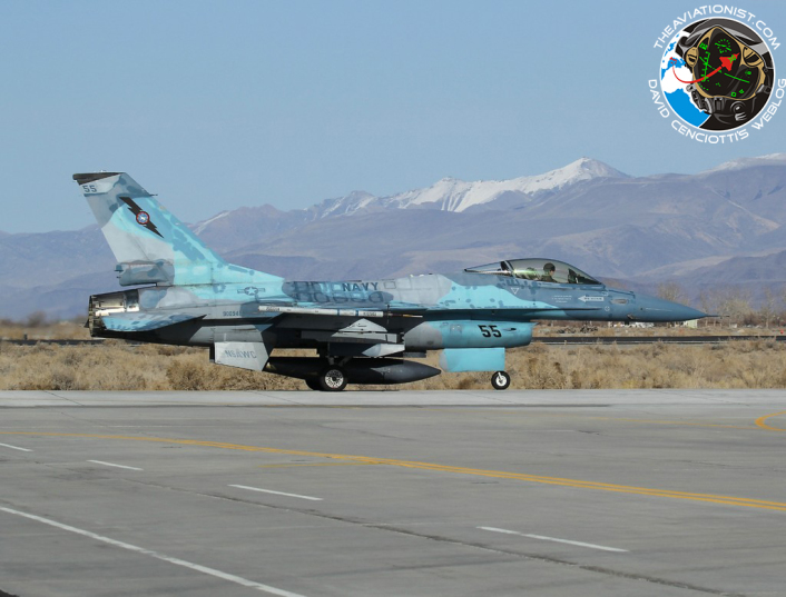 55. F-16A. NSAWC. NAS Fallon, with Mount Augusta in the back ground