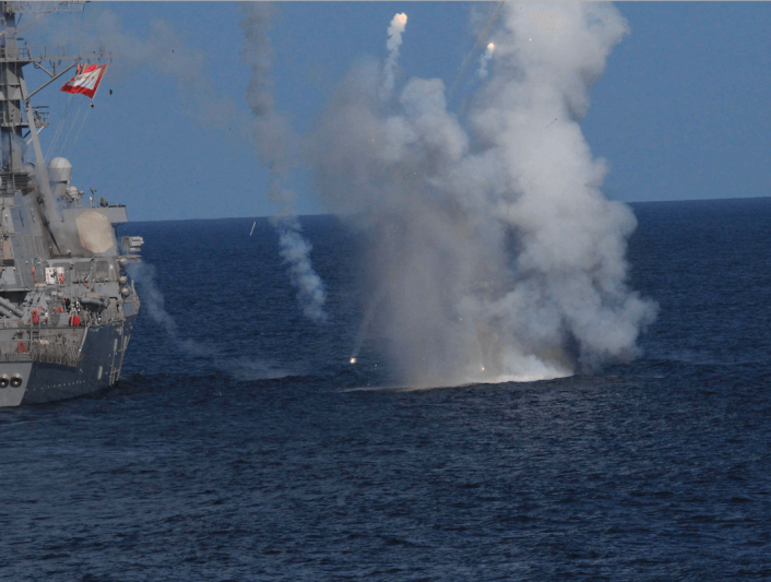 Missile exploding over USS The Sullivans 2