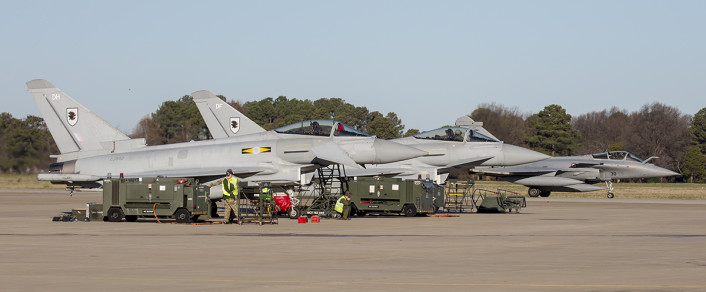 French Armee De L'Air Rafale C taxis to launch during the TriLateral Exercise at JBLE.