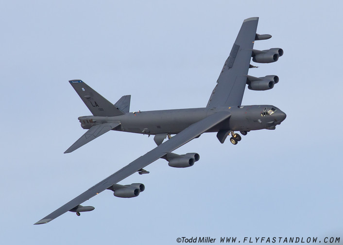 B-52H of the 2nd BW, 96th BS of Barksdale AFB, Louisiana on approach to Nellis AFB after Red Flag 16-2 sortie.