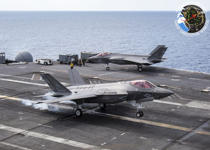 F-35C from VFA-101 Grim Reapers getting ready to snag a 3 wire on the USS George Washington (CVN-73) during DT-III with VX-23 August 15, 2016