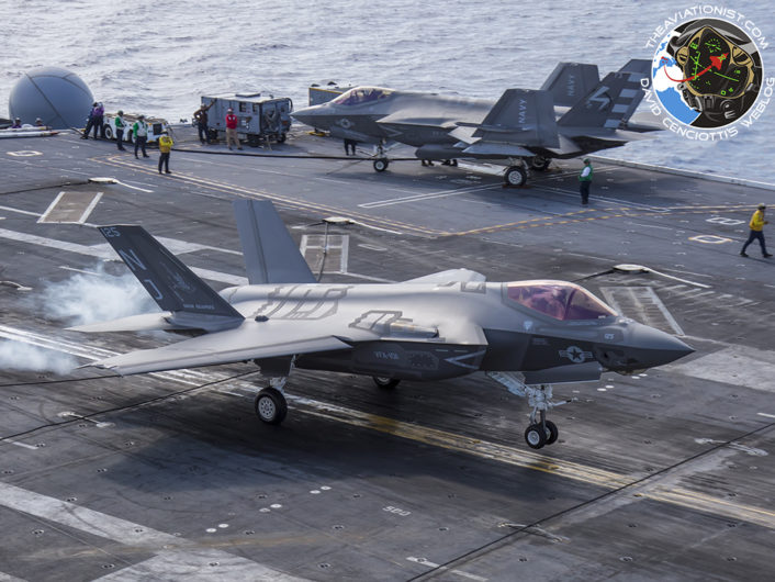 F-35C from VFA-101 Grim Reapers landing on the USS George Washington (CVN-73) during DT-III with VX-23 August 15, 2016