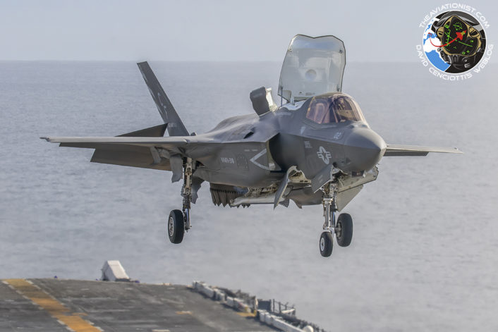 F-35B of USMC VMFA-211 perfroms vertical landing on the USS America (LHA-6) during integrated USN/USMC "proof of concept" exercise November 19, 2016.