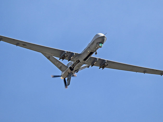 Photo shows a U.S. Reaper drone carrying 