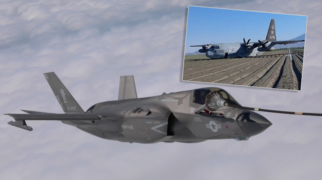 [Updated] Marine Corps F35B Crashes, KC130J Crash Lands After MidAir