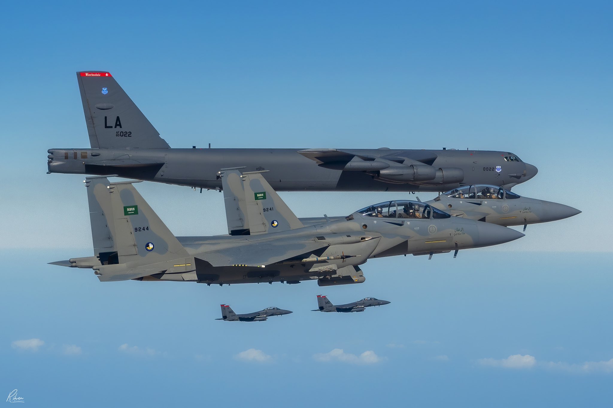 U.S. B-52 Bombers Escorted By Saudi F-15SAs Over Saudi Arabia During ...