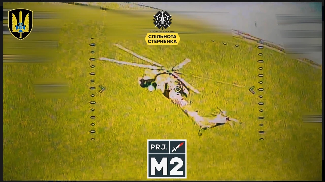 Ukrainian Drone Attacks Russian Mi-28 Attack Helicopter Mid-Air