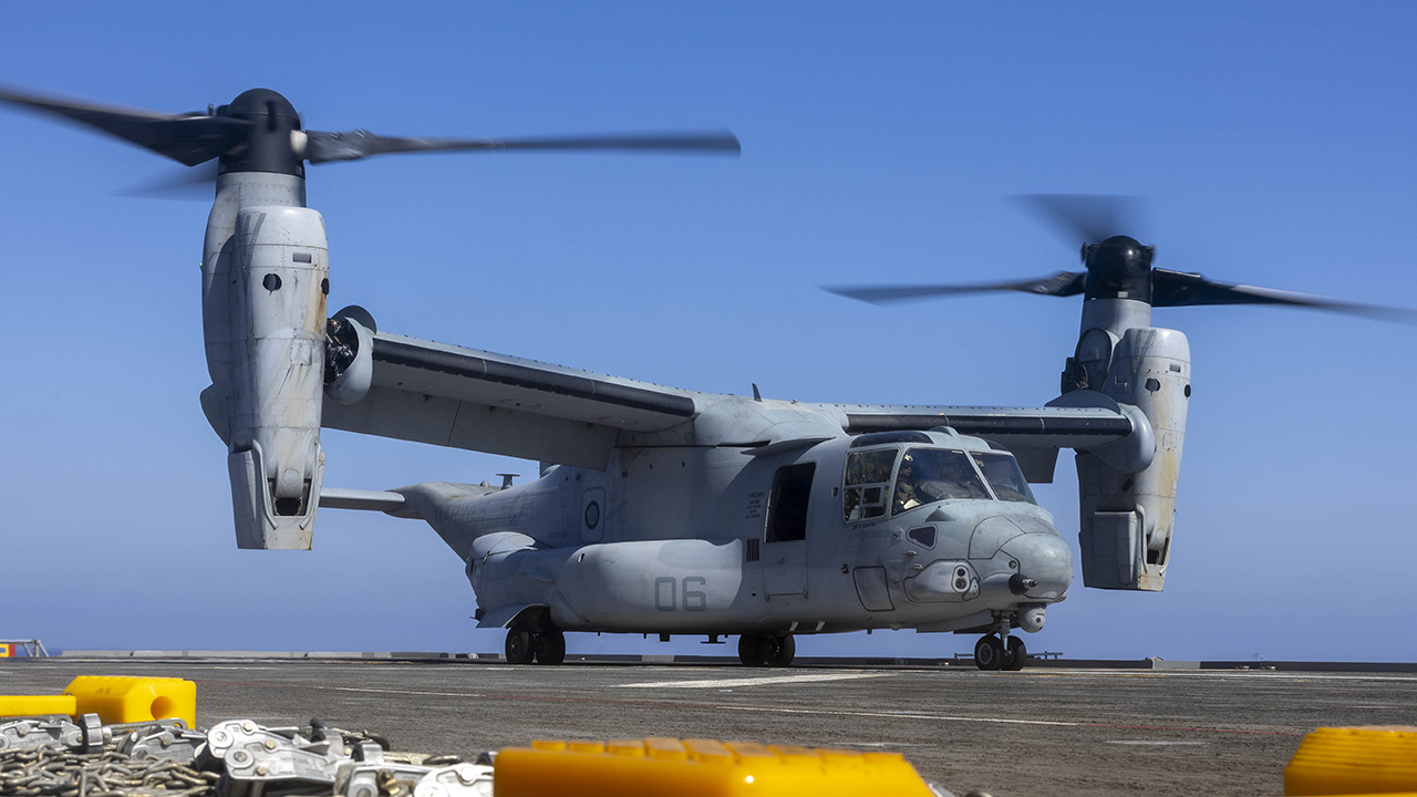 U.S. MV-22B Osprey Lands on Turkish Navy’s TCG Anadolu Amphibious Assault Drone Carrier