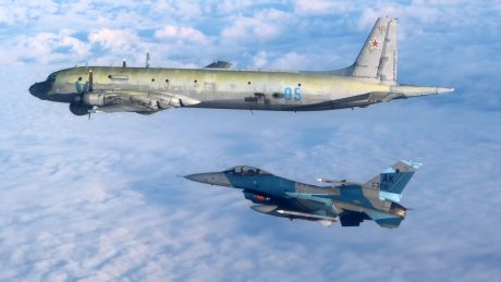 U.S. F-16 In Aggressor Paint Scheme Intercepts Russian Navy Il-38 In The Alaska ADIZ