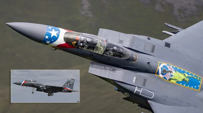 F-15E flying through the Mach Loop