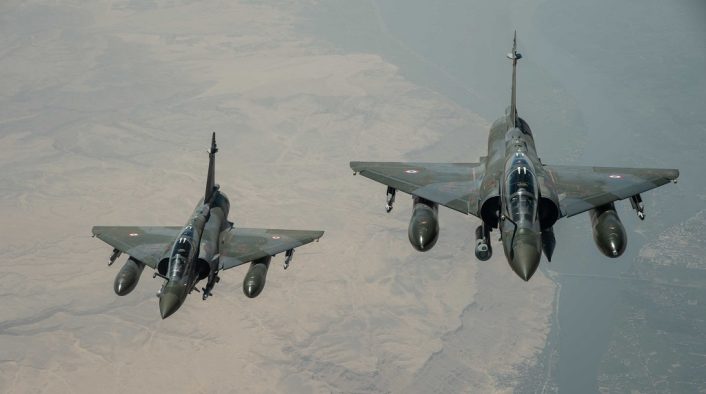 Two Mirage 2000D RMV strike aircraft