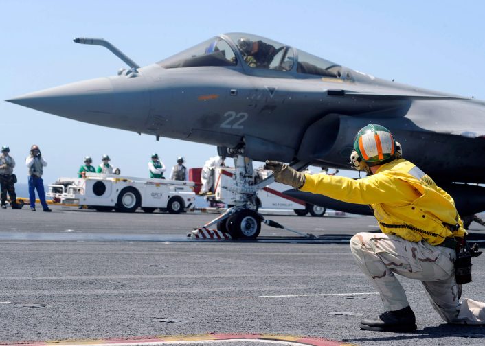 Lt. Cmdr. Christopher Biggs on a French Rafale M