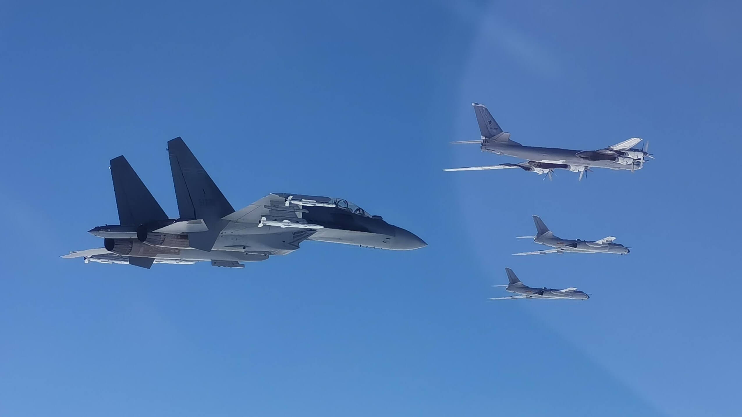 Chinese J-16, Russian Tu-95 and Chinese H-6N