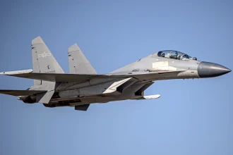 Chinese PLAAF Shenyang J-16 in flight