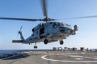 MH-60R shoots down drone