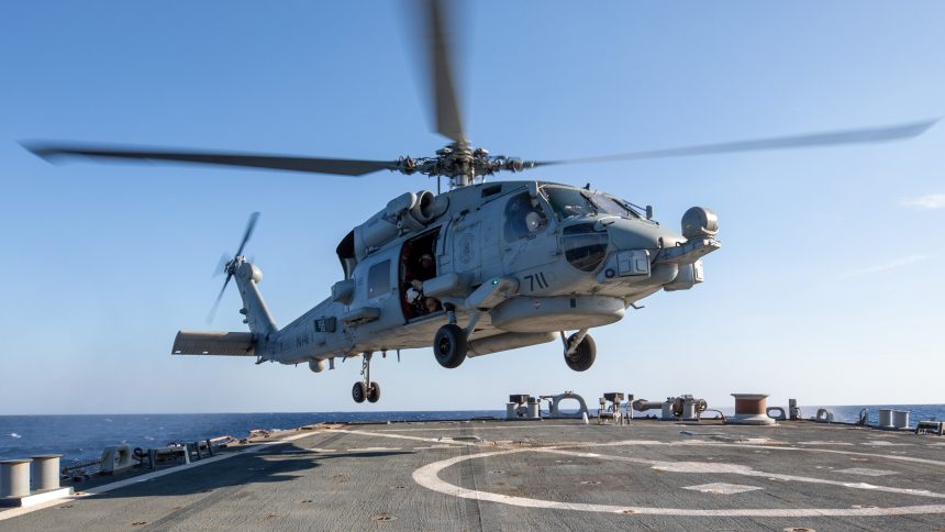 MH-60R shoots down drone