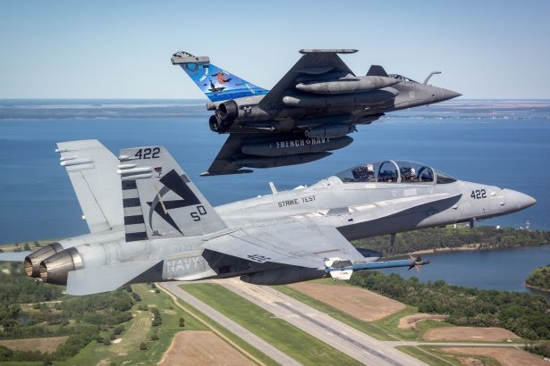 Rafale refuels F/A-18