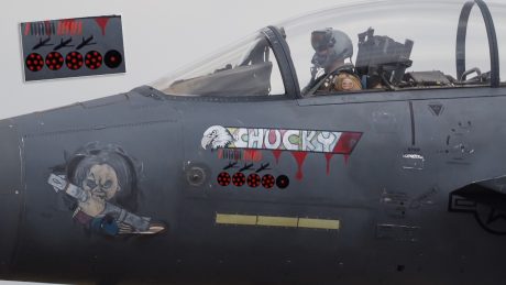 366th FW F-15Es Return From Middle East Deployment With AGM-158 And APKWS Markings