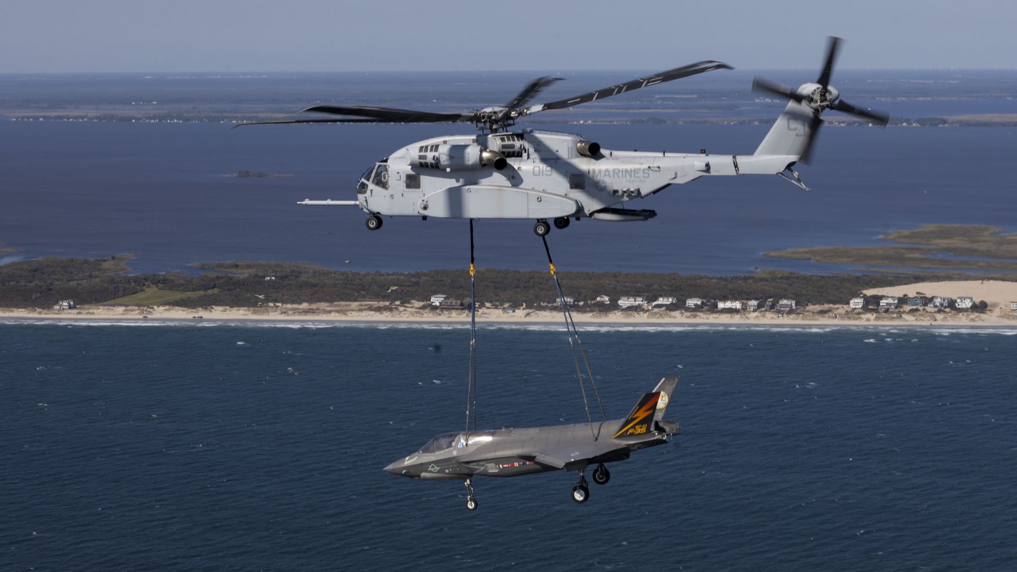 First F-35B Transported by CH-53K to MCAS Beaufort to be Retired