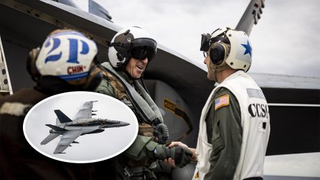 First Sea Lord Hitches Ride in F/A-18F Super Hornet During Visit to USS Gerald R. Ford
