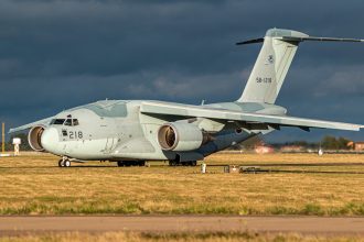 Kawasaki C-2 Arrives RAF Coningsby, UK