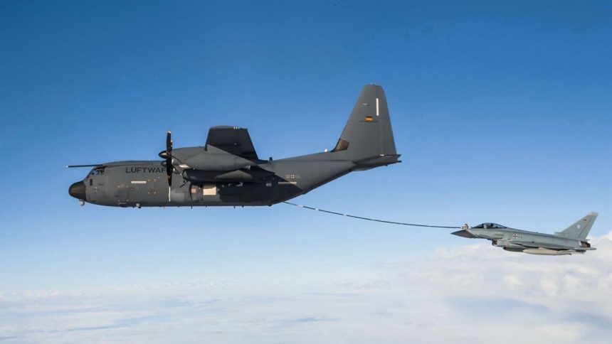 Germany KC-130 Refuels Eurofighter