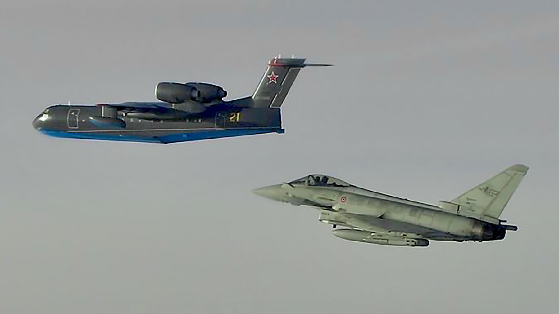 Italian Eurofighters Intercept Rare Russian Navy Be-200 Flying Boat Over the Baltic