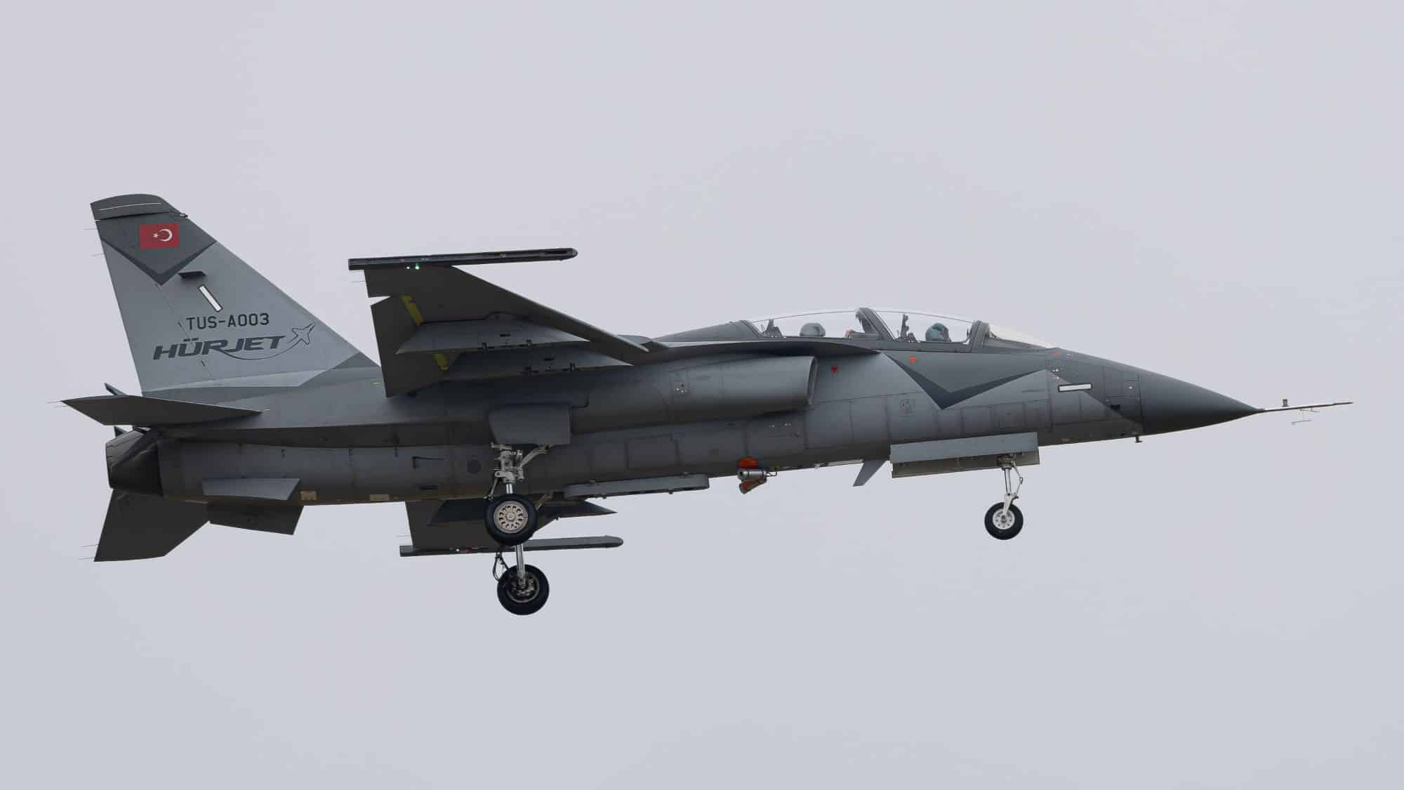 Hürjet Spotted Flying with Underwing Weapon Pylons
