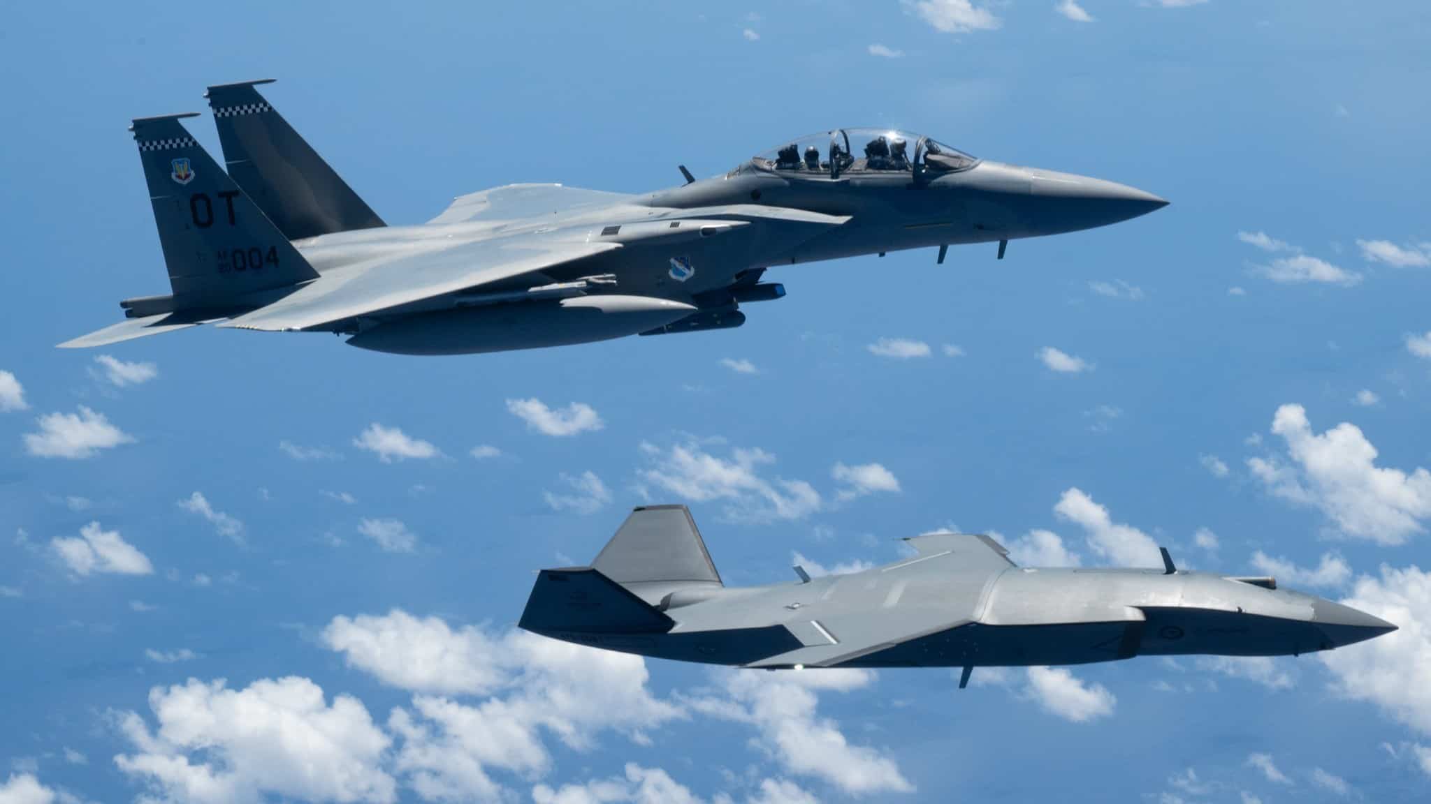 F-15EX Eagle II and MQ-28 Ghost Bat Fly Together During Valiant Shield 2026