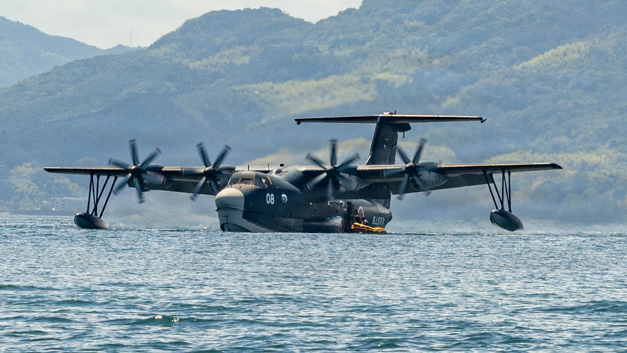Japan’s Massive US-2 Amphibian Teams Up With USAF CV-22B During Rescue Flag 26-1